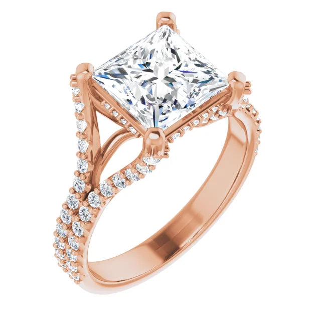 Princess Cut Split Engagement Ring