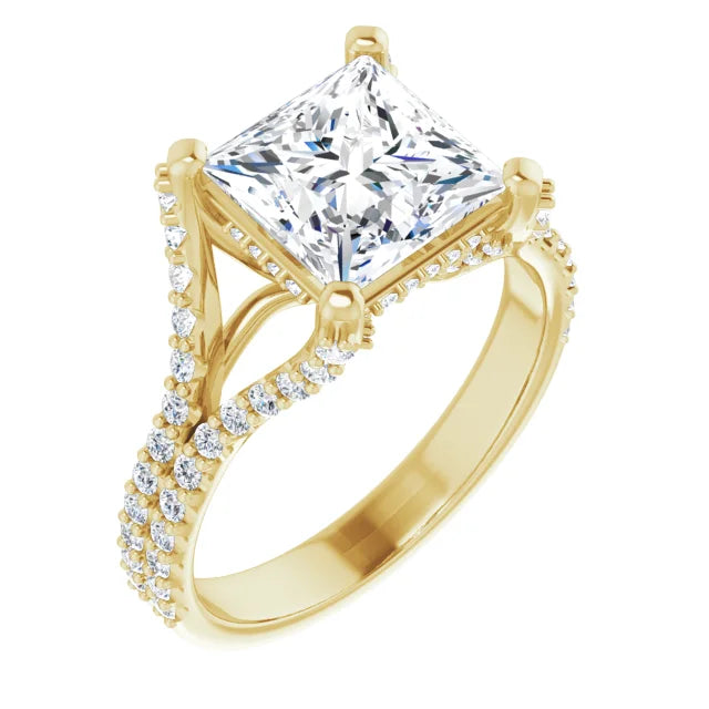 Princess Cut Split Engagement Ring