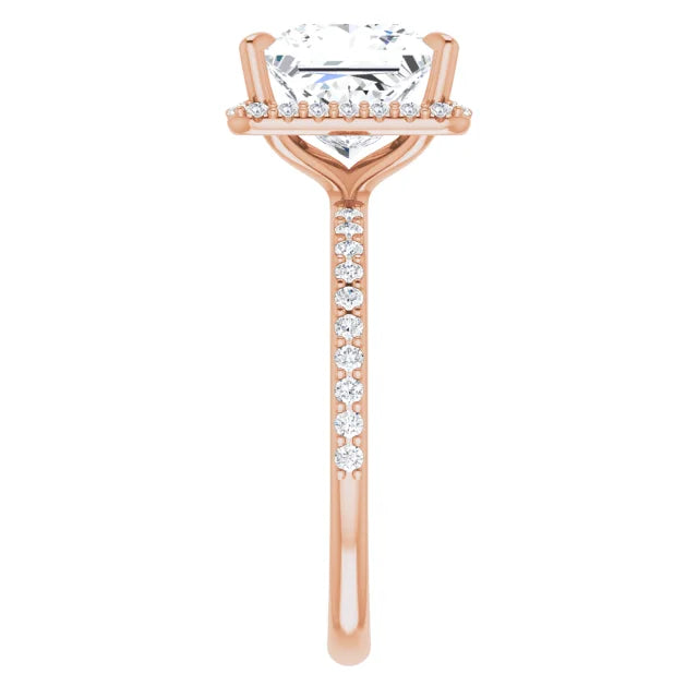 Princess Cut Halo and Pave Engagement Ring