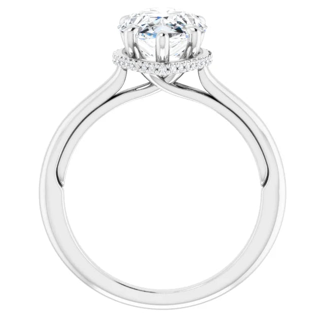 Elegant Hidden Halo, Pear-Cut Diamond Engagement Ring