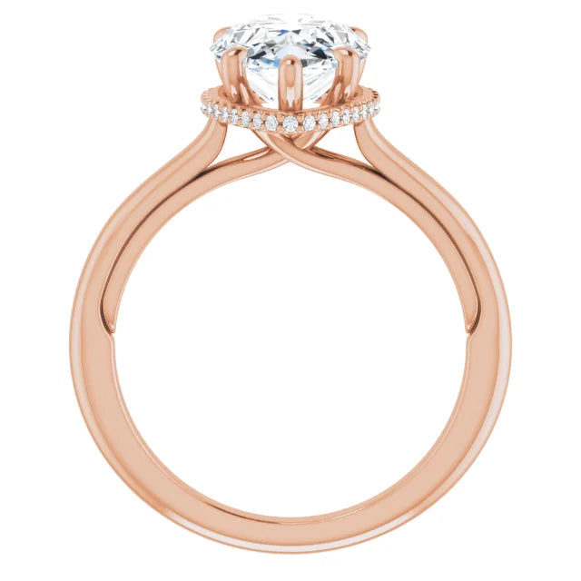 Elegant Hidden Halo, Pear-Cut Diamond Engagement Ring