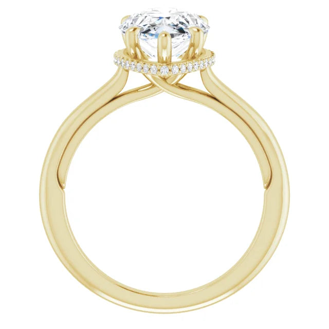Elegant Hidden Halo, Pear-Cut Diamond Engagement Ring
