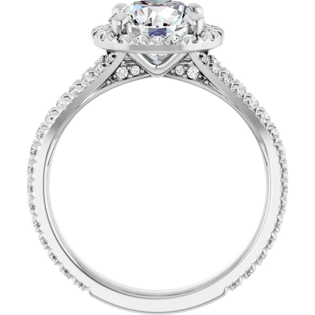 Split Shank Diamond Halo Engagement Ring