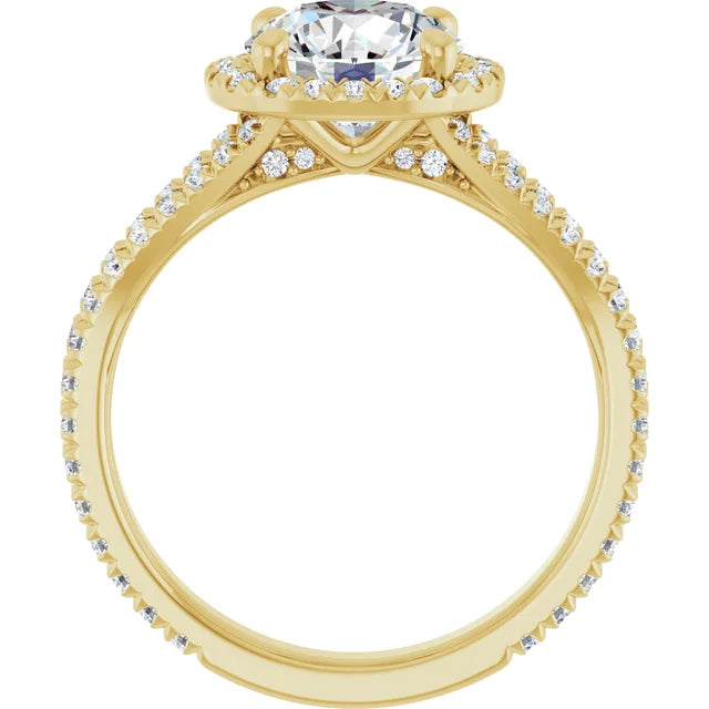 Split Shank Diamond Halo Engagement Ring