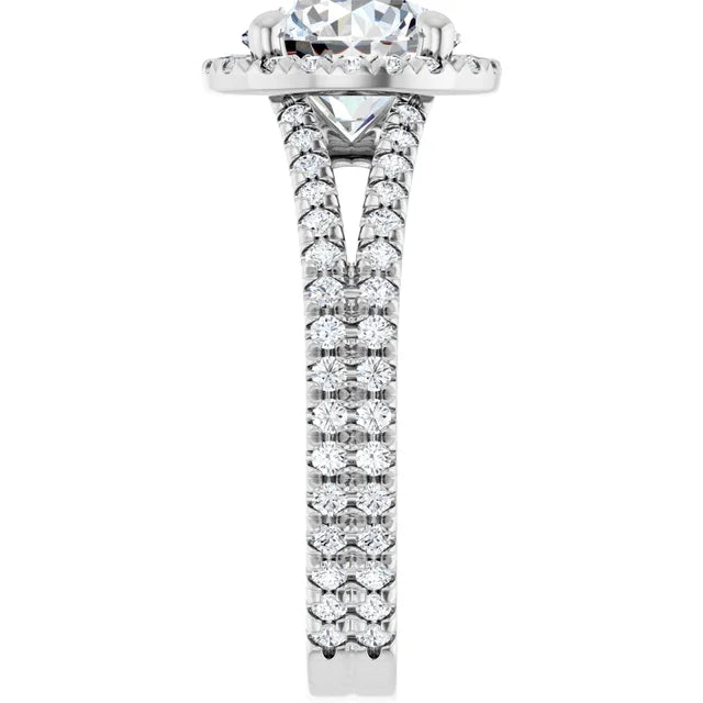 Split Shank Diamond Halo Engagement Ring
