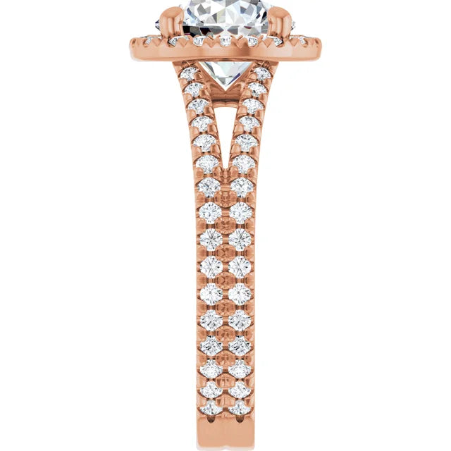 Split Shank Diamond Halo Engagement Ring