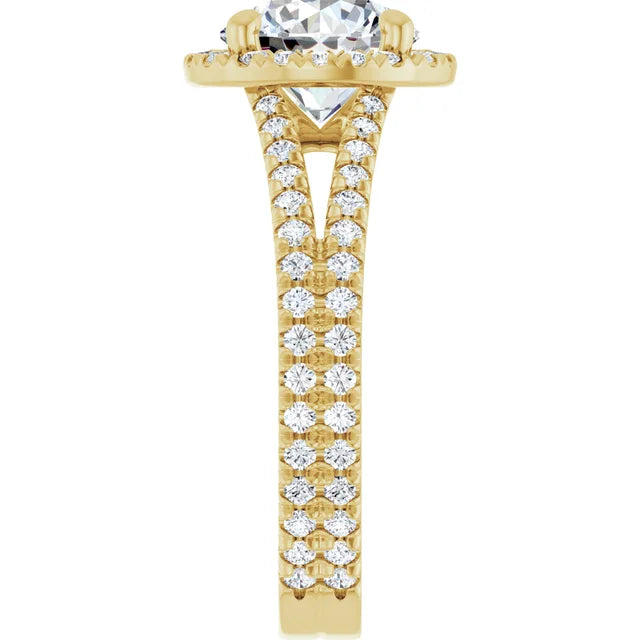Split Shank Diamond Halo Engagement Ring
