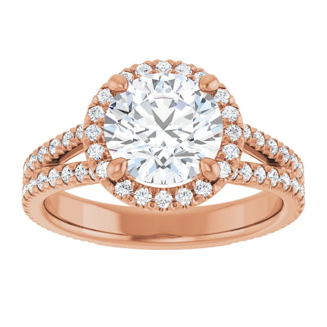 Split Shank Diamond Halo Engagement Ring