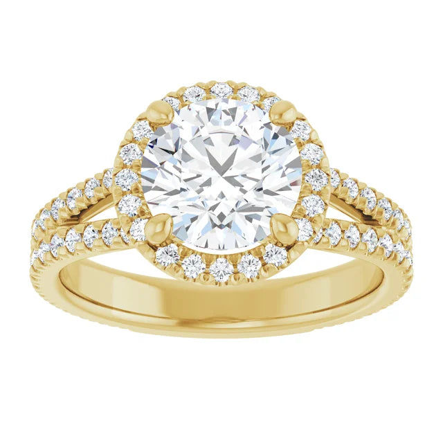 Split Shank Diamond Halo Engagement Ring