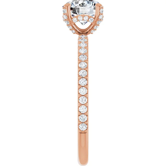Pave Round & Hidden-Halo Engagement Ring
