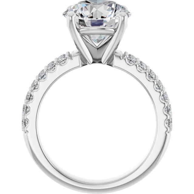 Solitaire Pave Engagement Ring