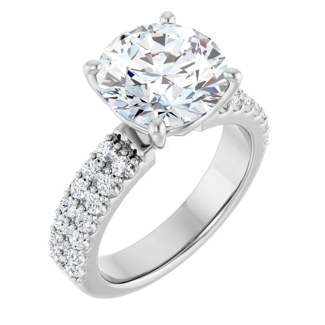Solitaire Pave Engagement Ring