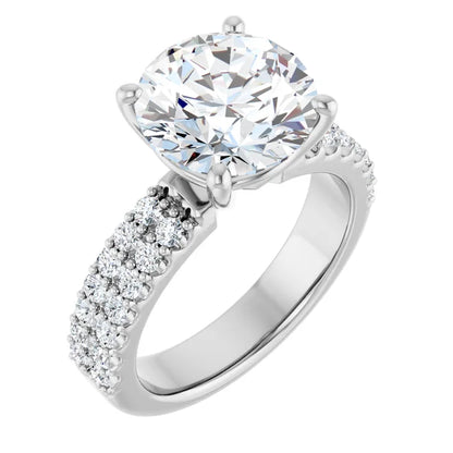Solitaire Pave Engagement Ring