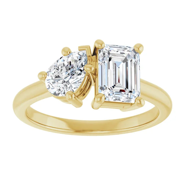 Grace & Elegance: Pear and Emerald-Cut Engagement Ring
