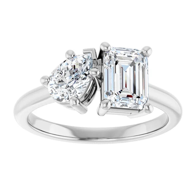 Grace & Elegance: Pear and Emerald-Cut Engagement Ring