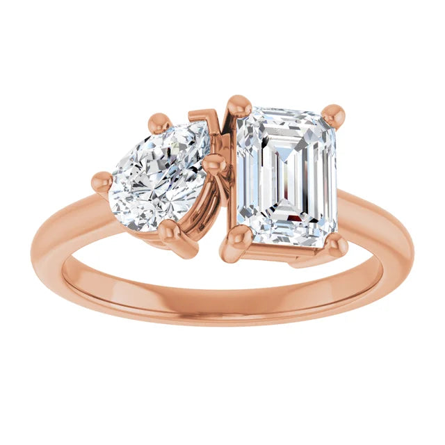 Grace & Elegance: Pear and Emerald-Cut Engagement Ring