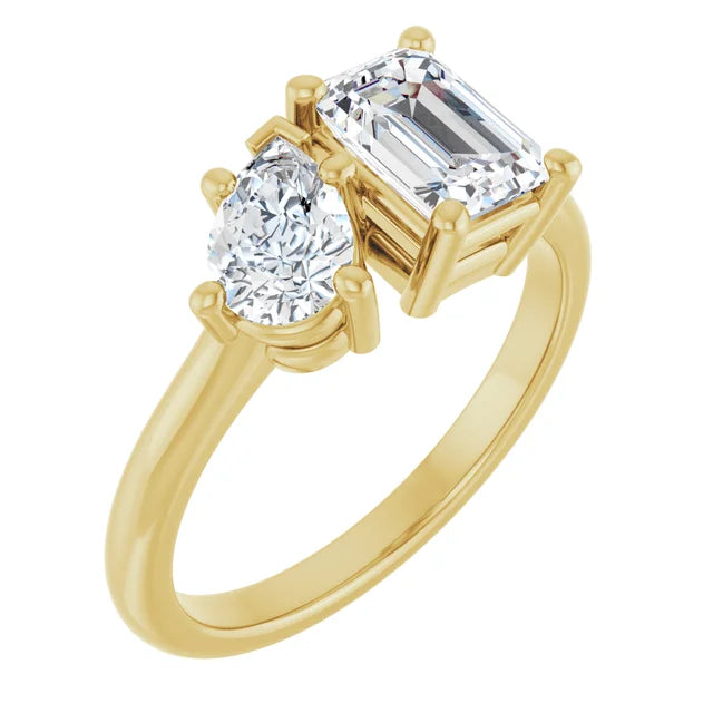 Grace & Elegance: Pear and Emerald-Cut Engagement Ring
