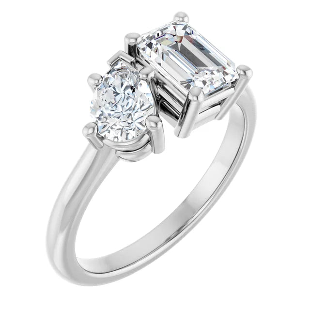 Grace & Elegance: Pear and Emerald-Cut Engagement Ring