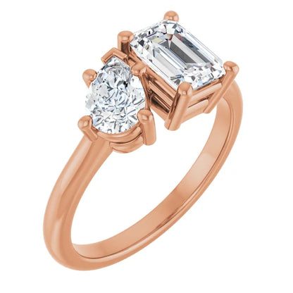 Grace & Elegance: Pear and Emerald-Cut Engagement Ring