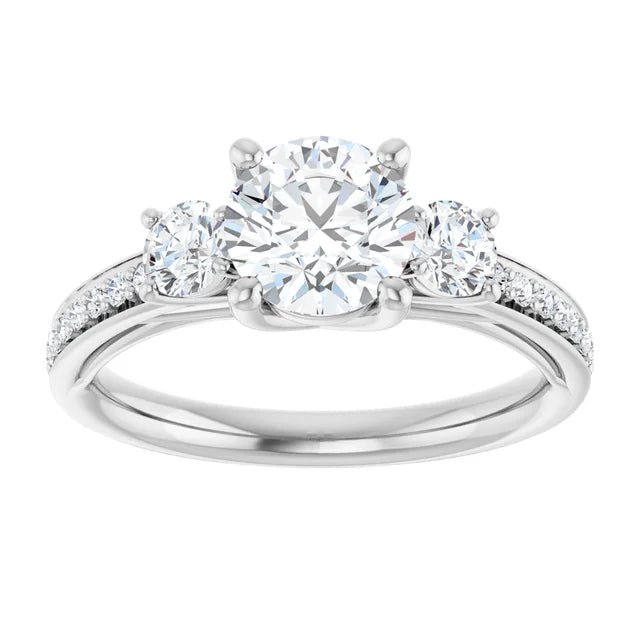 3-Stone Pave Engagement Ring