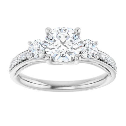 3-Stone Pave Engagement Ring