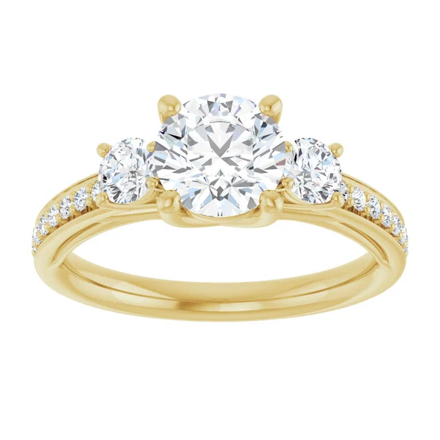 3-Stone Pave Engagement Ring