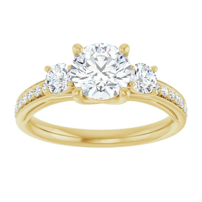 3-Stone Pave Engagement Ring
