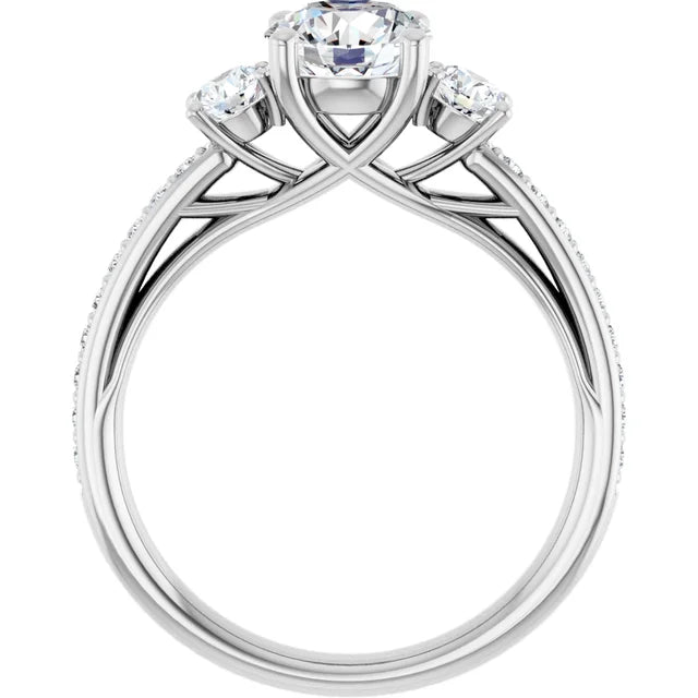3-Stone Pave Engagement Ring