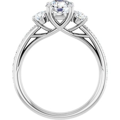 3-Stone Pave Engagement Ring