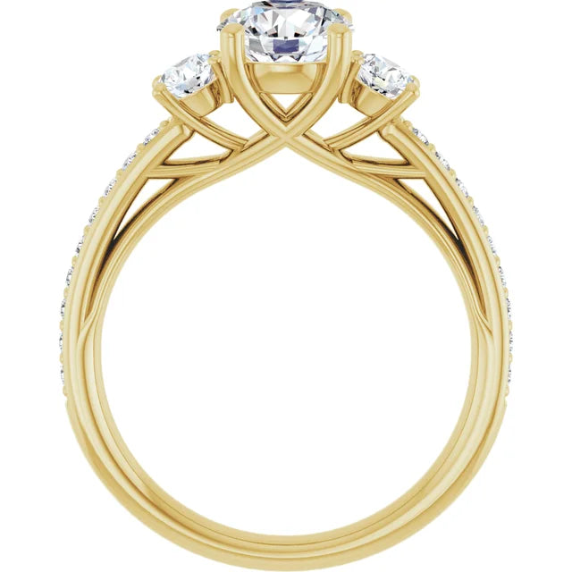 3-Stone Pave Engagement Ring