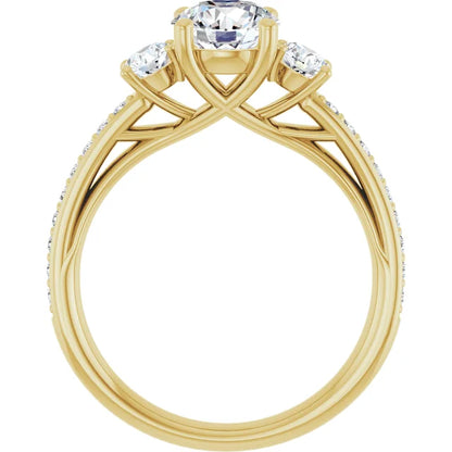 3-Stone Pave Engagement Ring
