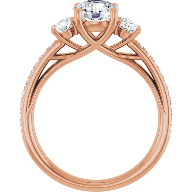 3-Stone Pave Engagement Ring