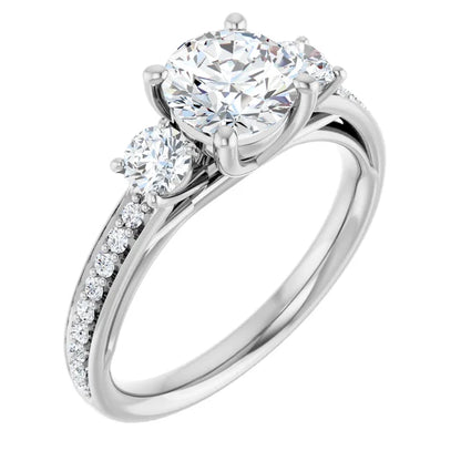 3-Stone Pave Engagement Ring