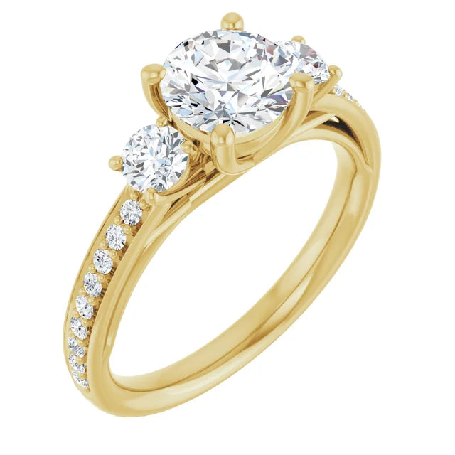 3-Stone Pave Engagement Ring