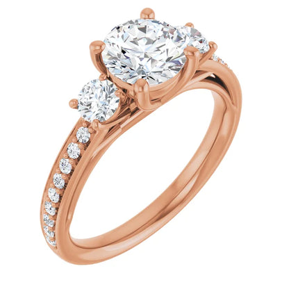 3-Stone Pave Engagement Ring