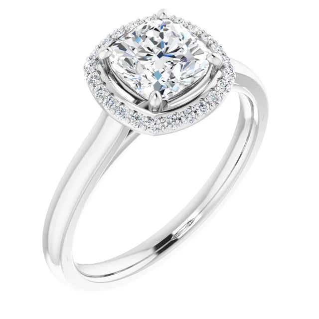 Cushion Halo Engagement Ring