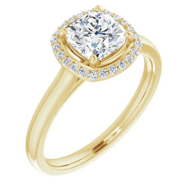 Cushion Halo Engagement Ring