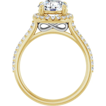 Two-Tone Infinity Hidden Halo Engagement Ring