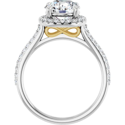 Two-Tone Infinity Hidden Halo Engagement Ring