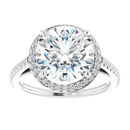 Pave Round Halo Engagement Ring