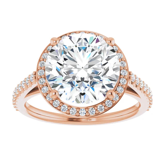 Pave Round Halo Engagement Ring