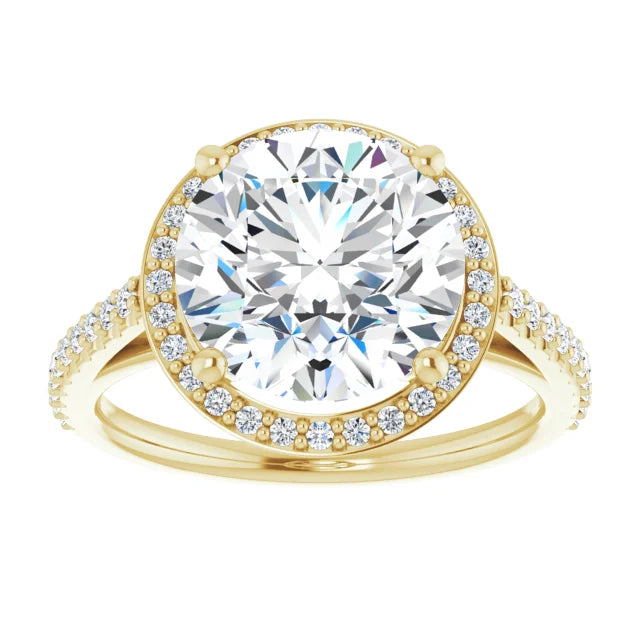 Pave Round Halo Engagement Ring