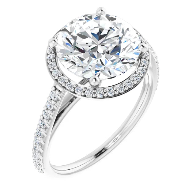 Pave Round Halo Engagement Ring