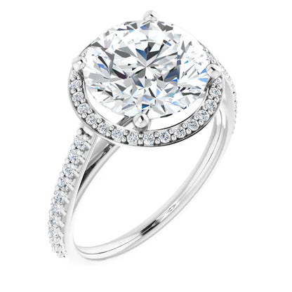 Pave Round Halo Engagement Ring