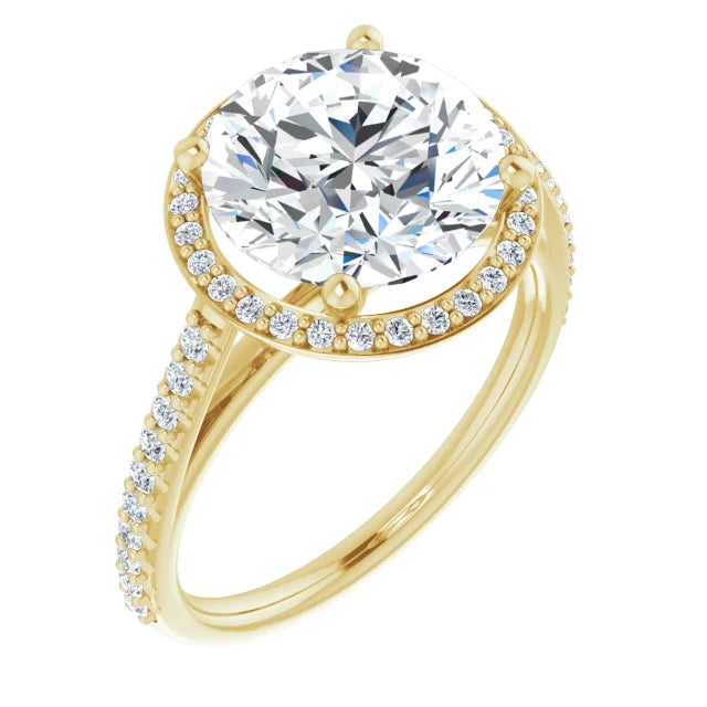 Pave Round Halo Engagement Ring