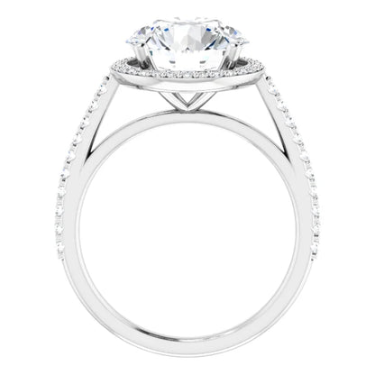 Pave Round Halo Engagement Ring