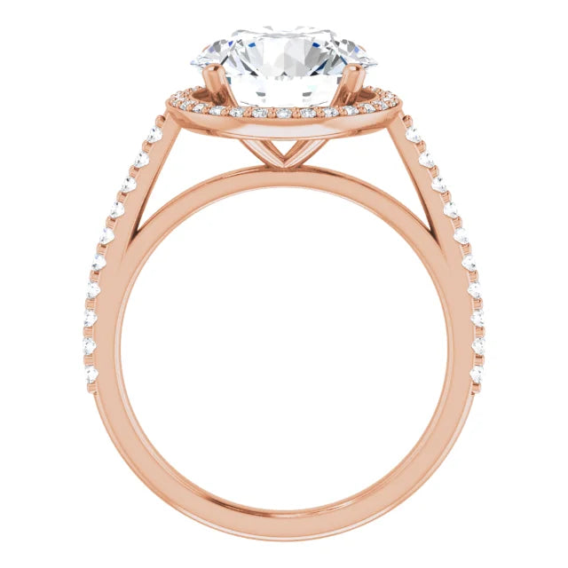 Pave Round Halo Engagement Ring