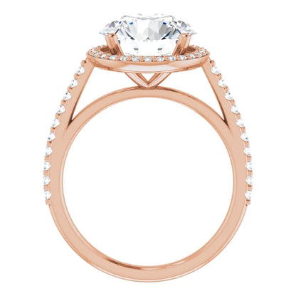 Pave Round Halo Engagement Ring