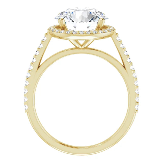 Pave Round Halo Engagement Ring