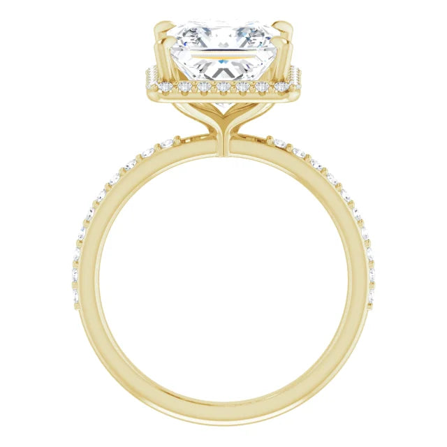 Princess Cut Halo and Pave Engagement Ring